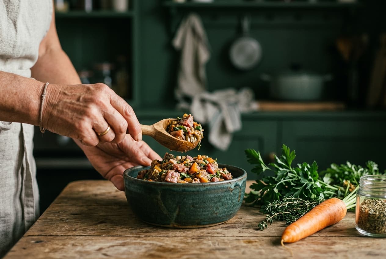 Frische Zutaten werden zu einer passenden Ration zusammengestellt
